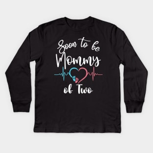 Soon To Be Mommy Of Two Pregnancy Announcement Kids Long Sleeve T-Shirt